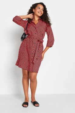 M&Co Red Geometric Print Shirt Dress