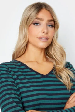 M&Co Teal Blue Stripe V-Neck Long Sleeve Cotton T-Shirt 10 M&Co Teal Blue Stripe V-Neck Long Sleeve Cotton T-Shirt -M&Co Sales Store ac711c30 c7f6 45 500209 D scaled