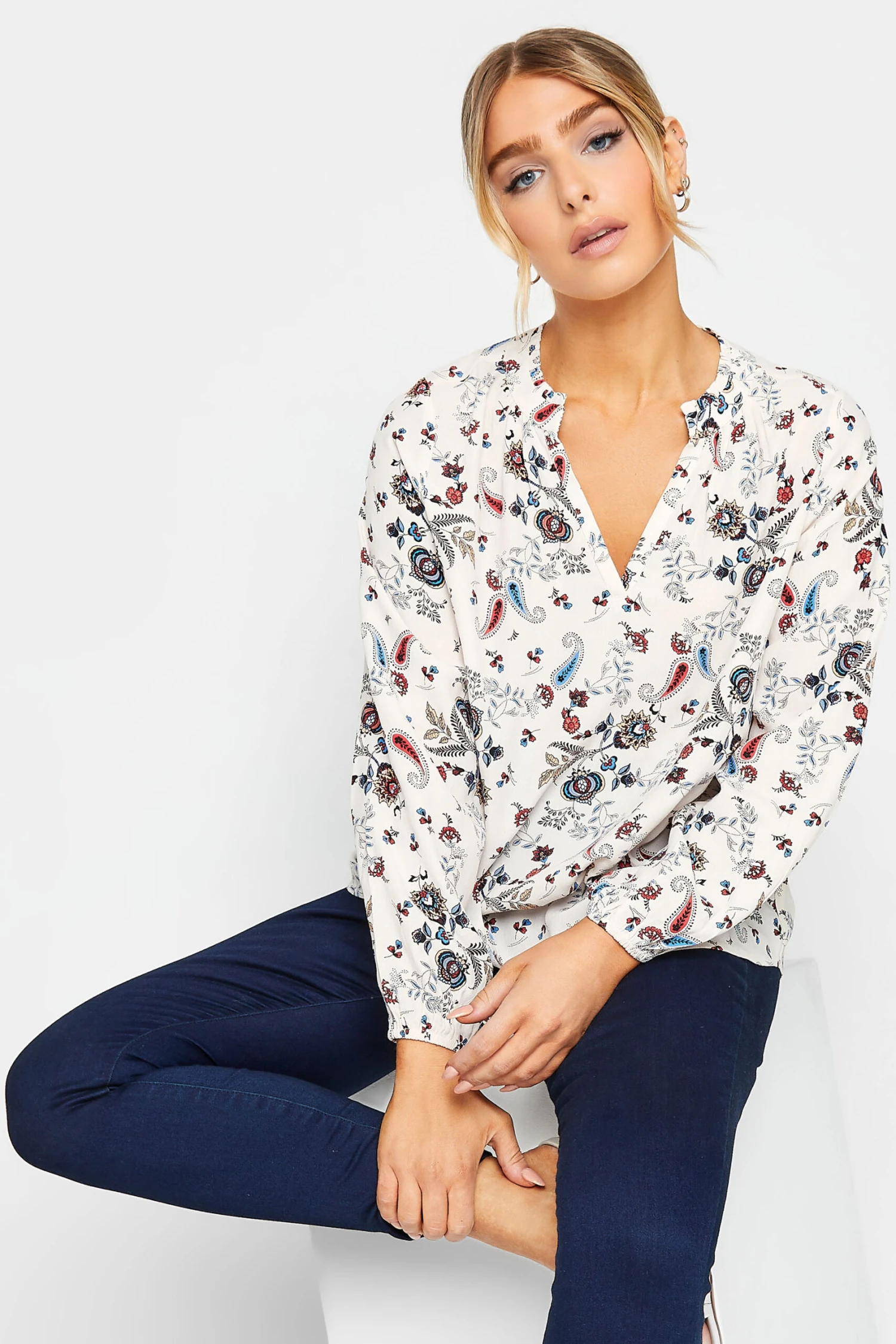 M&Co Ivory White Paisley Print Blouse 1 M&Co Ivory White Paisley Print Blouse