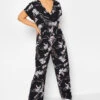 M&Co Black Floral Wrap Jumpsuit