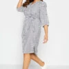 M&Co White & Grey Stripe Print Tie Waist Tunic Dress