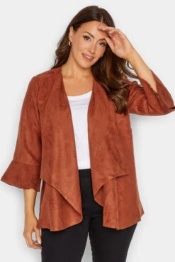 M&Co Brown Suedette Waterfall Jacket
