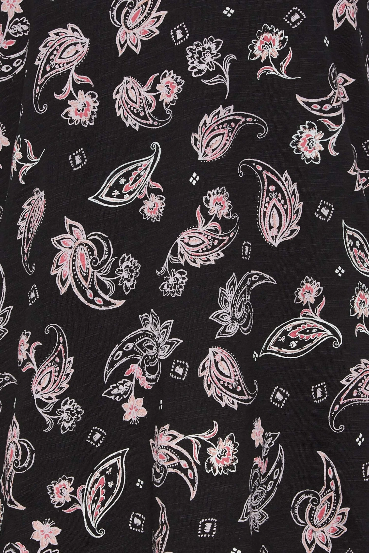 M&Co Black Paisley Print Notch Neck Cotton T-Shirt 5 M&Co Black Paisley Print Notch Neck Cotton T-Shirt - Image 5