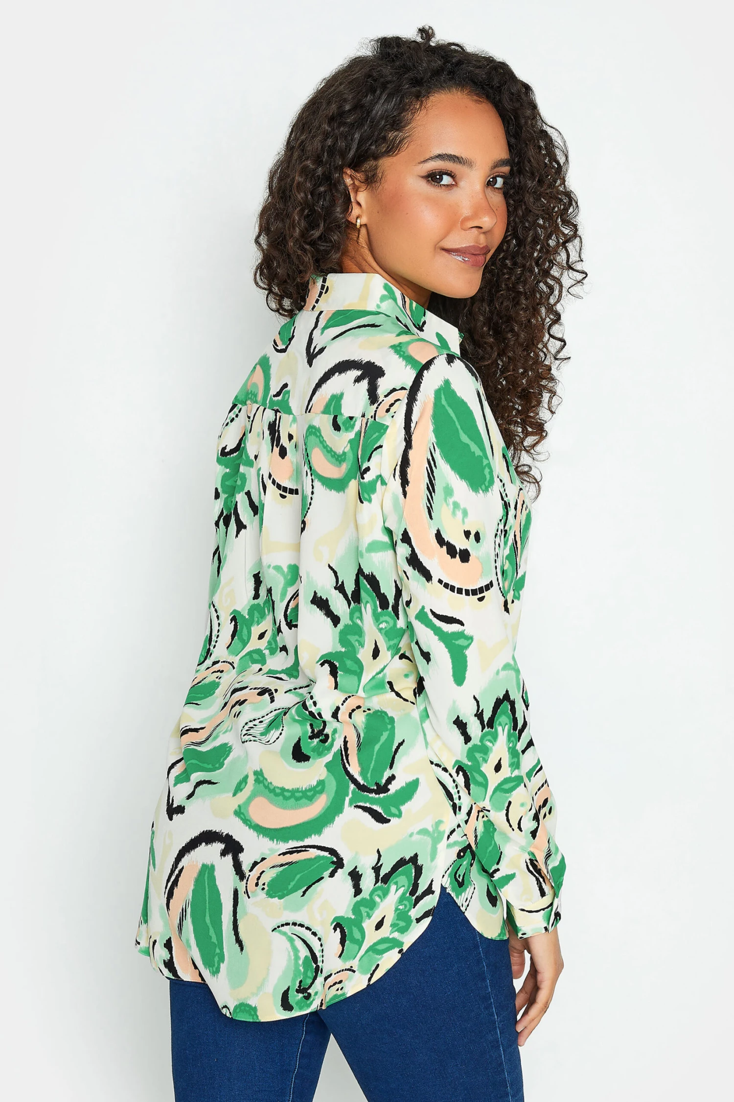 M&Co Green Paisley Print Long Sleeve Shirt 3 M&Co Green Paisley Print Long Sleeve Shirt - Image 3