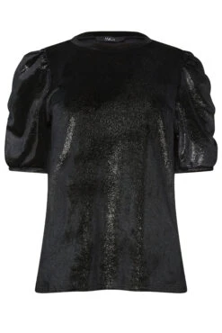 M&Co Black Glitter Velvet Touch Ruched Sleeve Blouse -M&Co Sales Store b072c2e4 a8a9 40 550629 X scaled