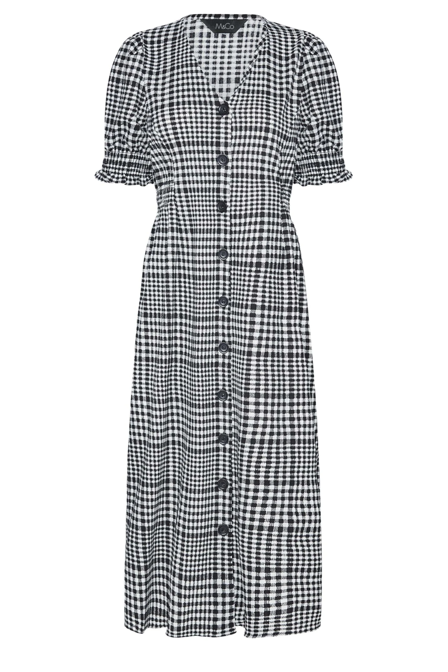 M&Co Black Gingham Print Midi Dress 6 M&Co Black Gingham Print Midi Dress - Image 6