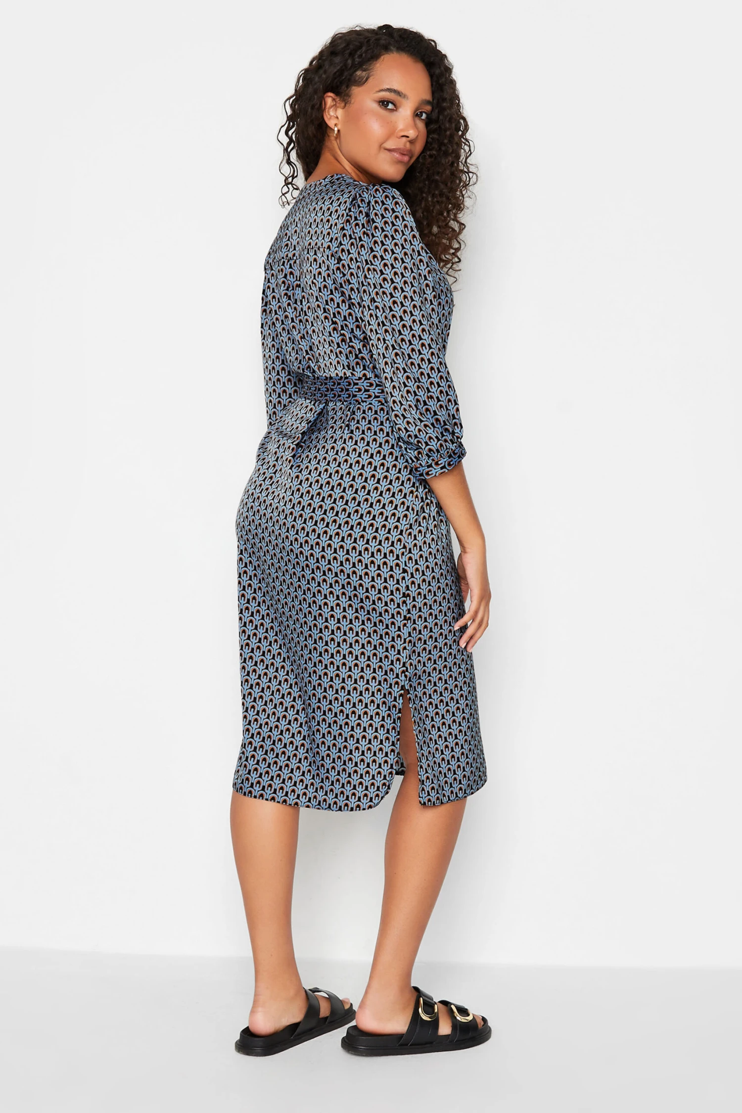 M&Co Blue Geometric Print Tunic Dress 3 M&Co Blue Geometric Print Tunic Dress - Image 3