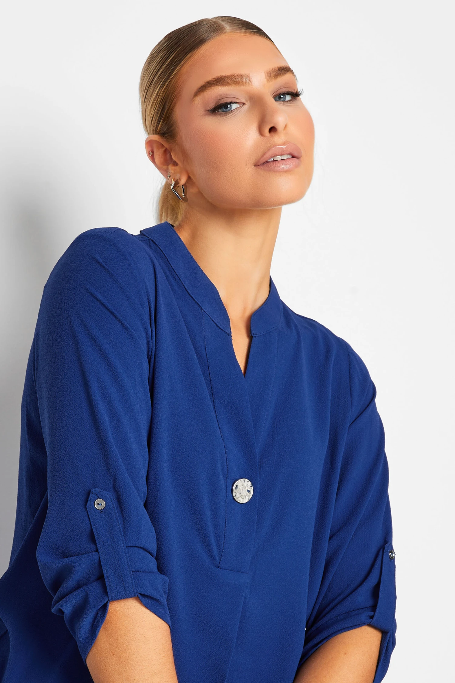 M&Co Cobalt Blue Long Sleeve Button Blouse 4 M&Co Cobalt Blue Long Sleeve Button Blouse - Image 4