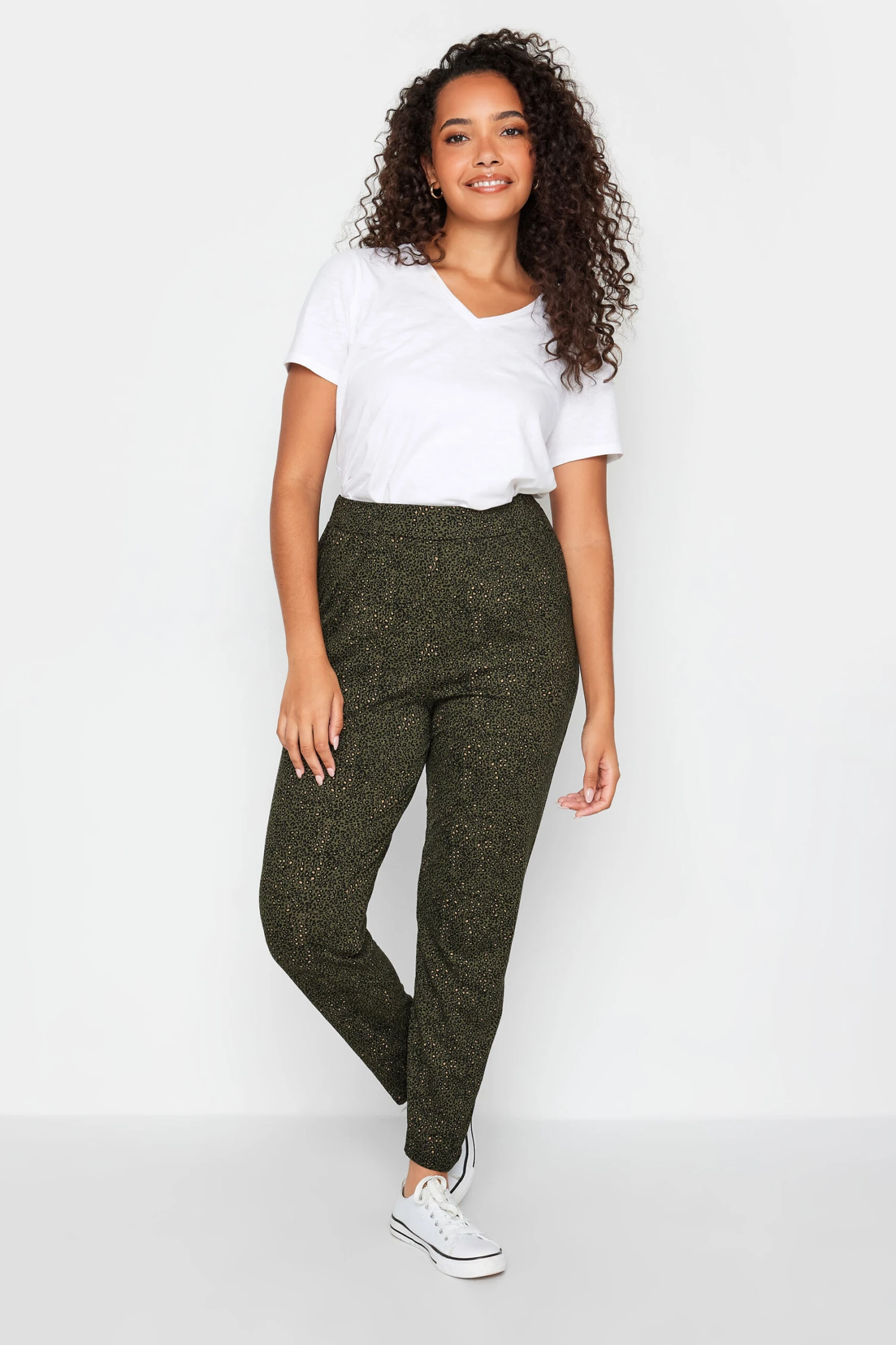M&Co Khaki Green Animal Print Harem Trousers 2 M&Co Khaki Green Animal Print Harem Trousers - Image 2
