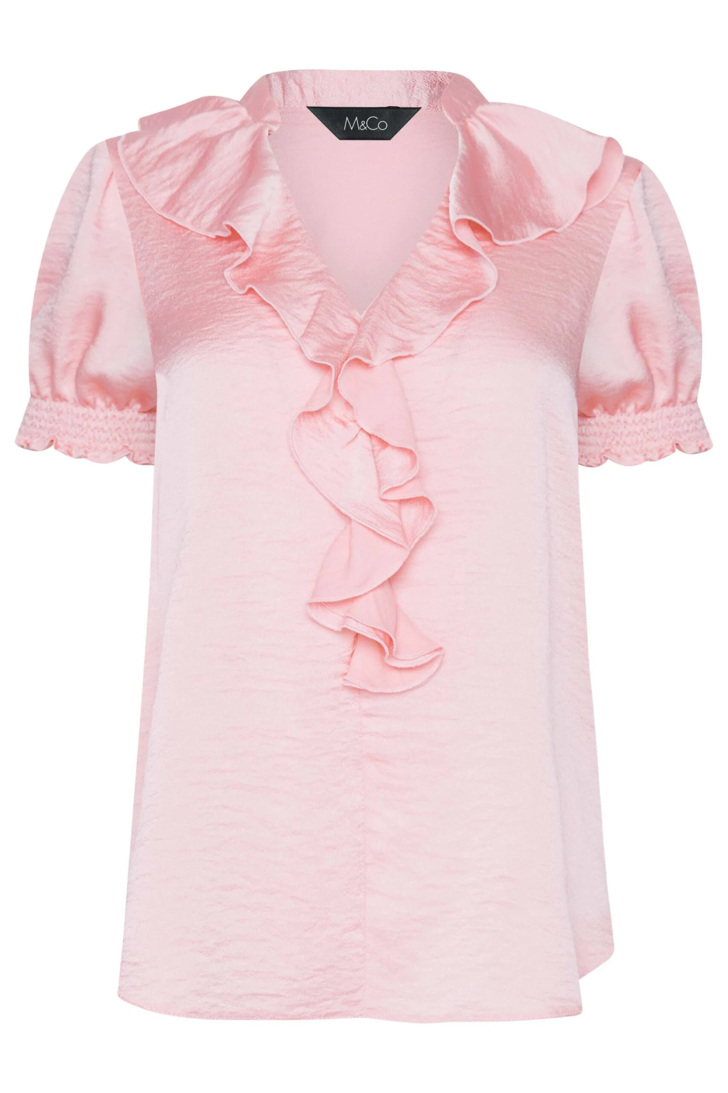 M&Co Pink Frill Satin Blouse 6 M&Co Pink Frill Satin Blouse - Image 6