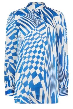M&Co Blue Abstract Print High Neck Satin Blouse 12 M&Co Blue Abstract Print High Neck Satin Blouse -M&Co Sales Store b365de98 24e2 4b 550076 X scaled