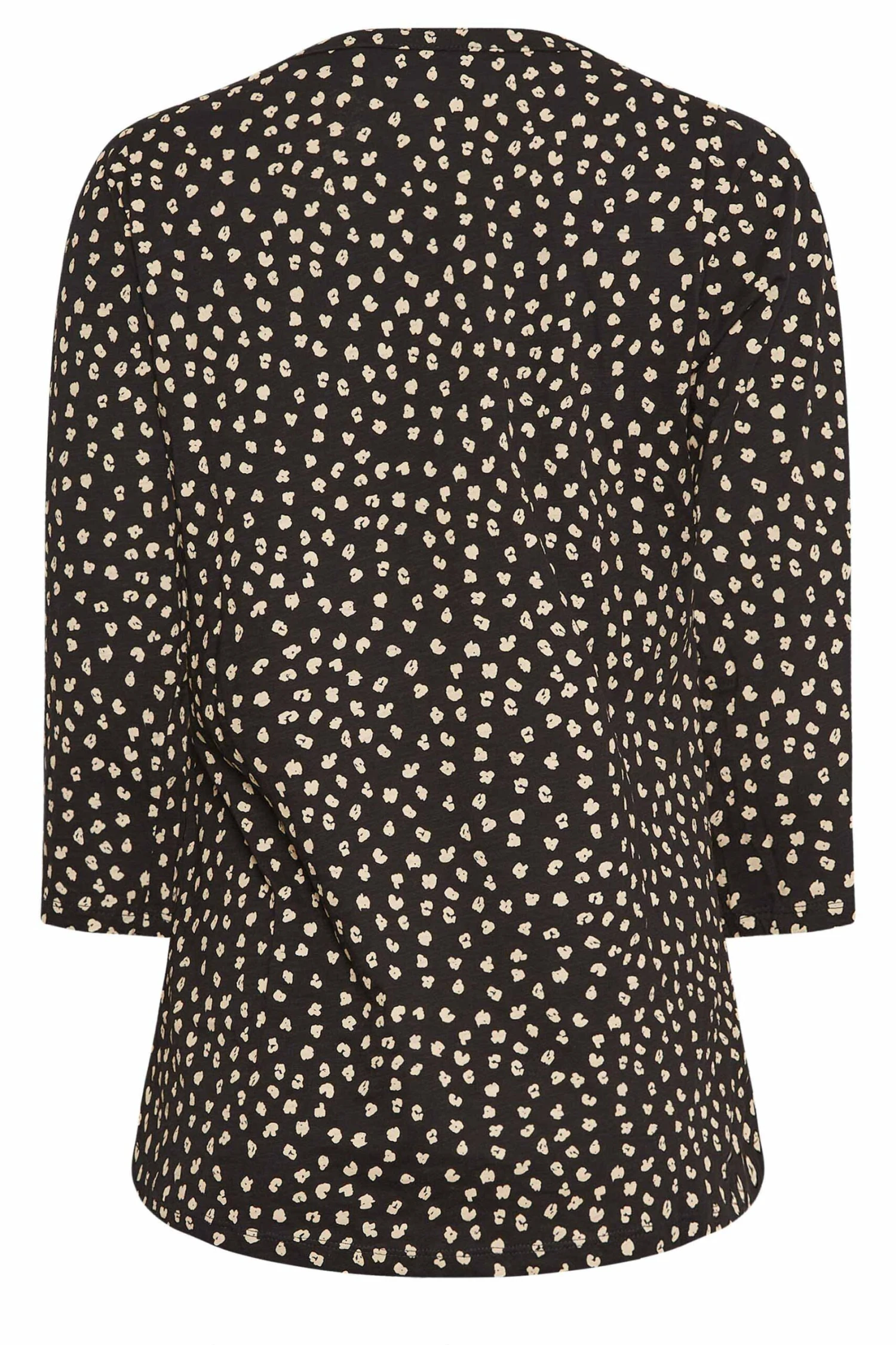 M&Co Black Spot Print Cotton Henley Top 2 M&Co Black Spot Print Cotton Henley Top - Image 2