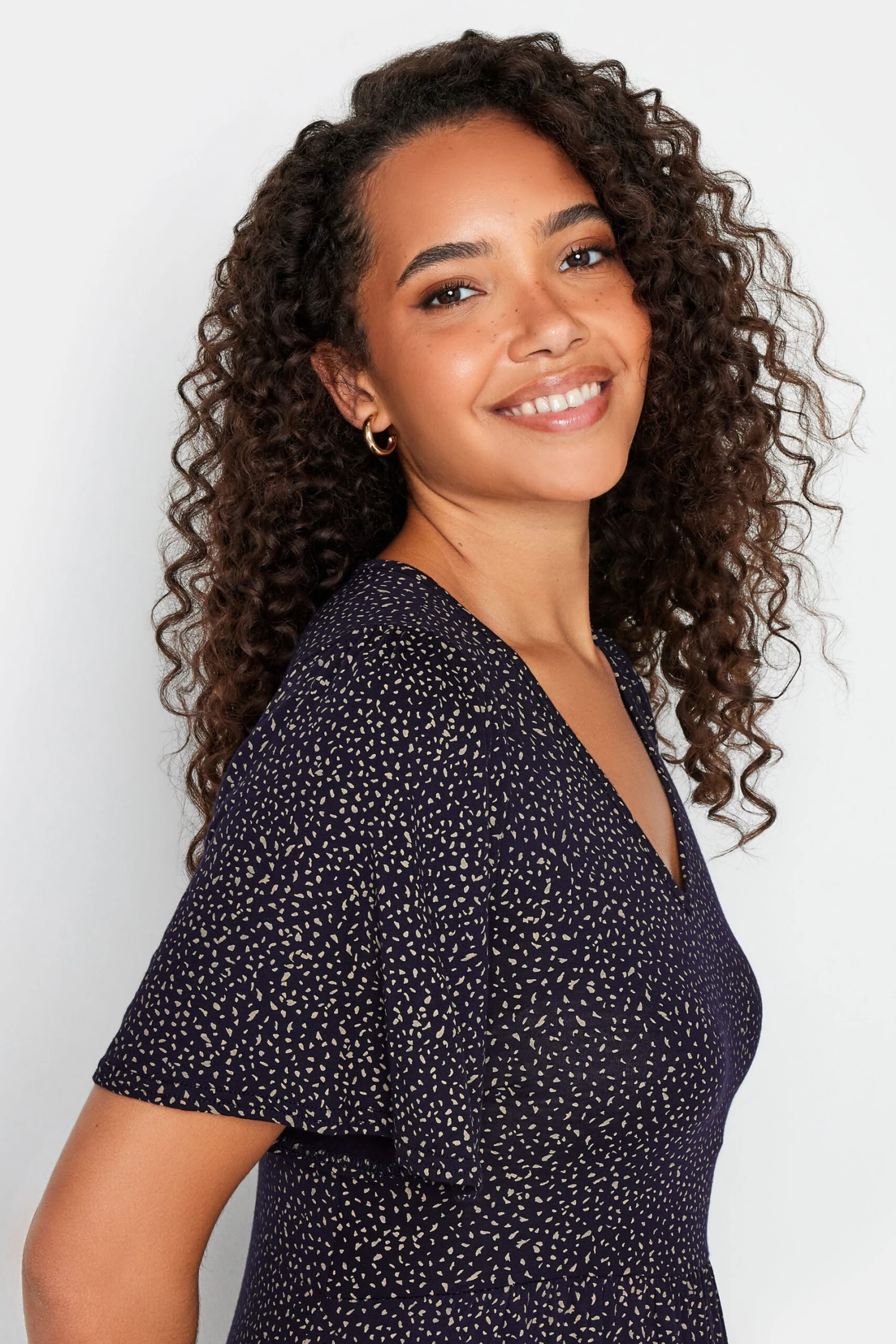 M&Co Navy Blue Polka Dot Maxi Dress 4 M&Co Navy Blue Polka Dot Maxi Dress - Image 4