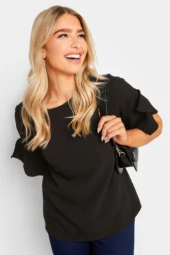 M&Co Black Frill Sleeve Blouse