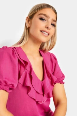 M&Co Hot Pink Frill Front Blouse -M&Co Sales Store b49d6b5e 1e93 49 550604 D scaled