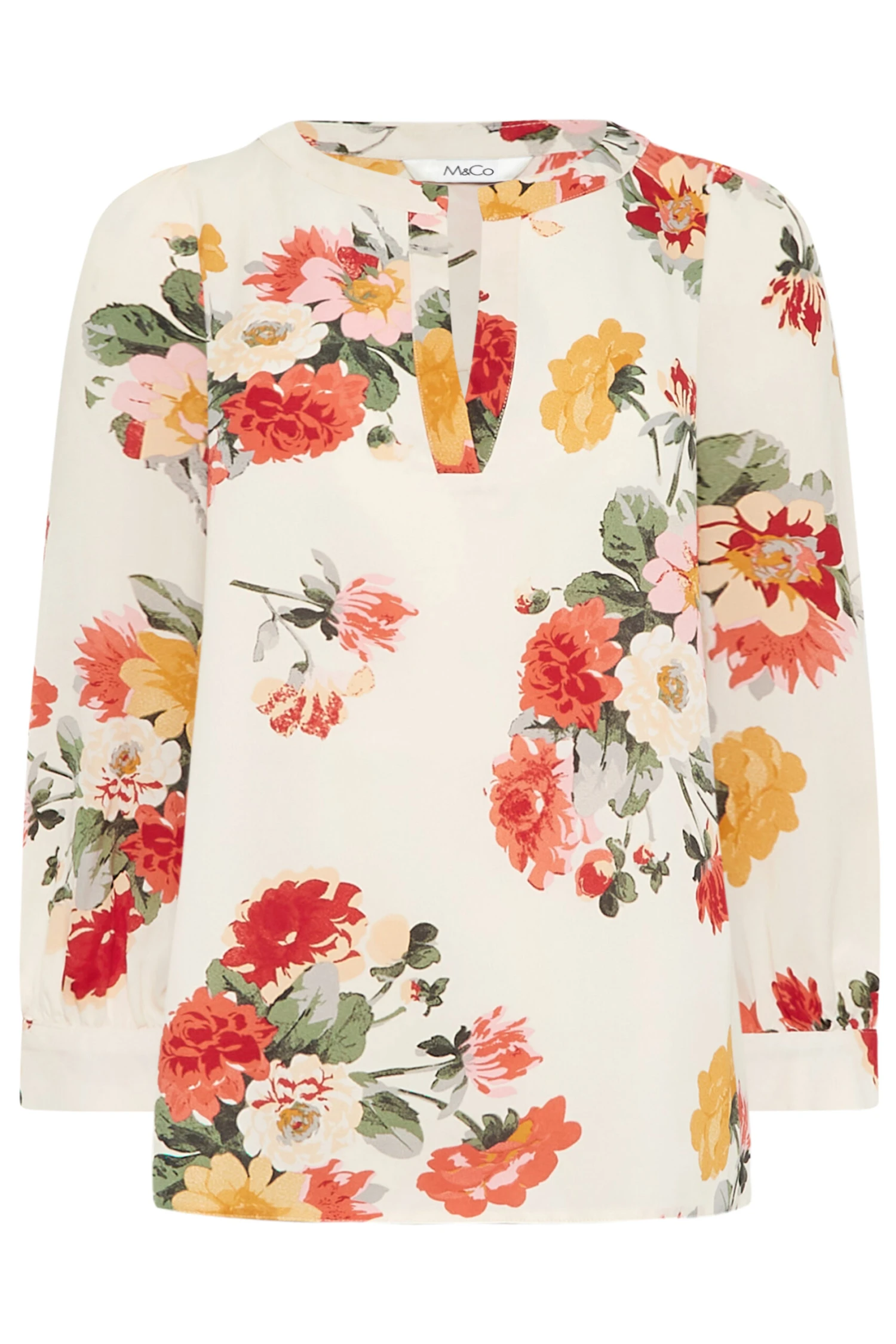 M&Co White Cream Floral Print Satin Blouse 6 M&Co White Cream Floral Print Satin Blouse - Image 6