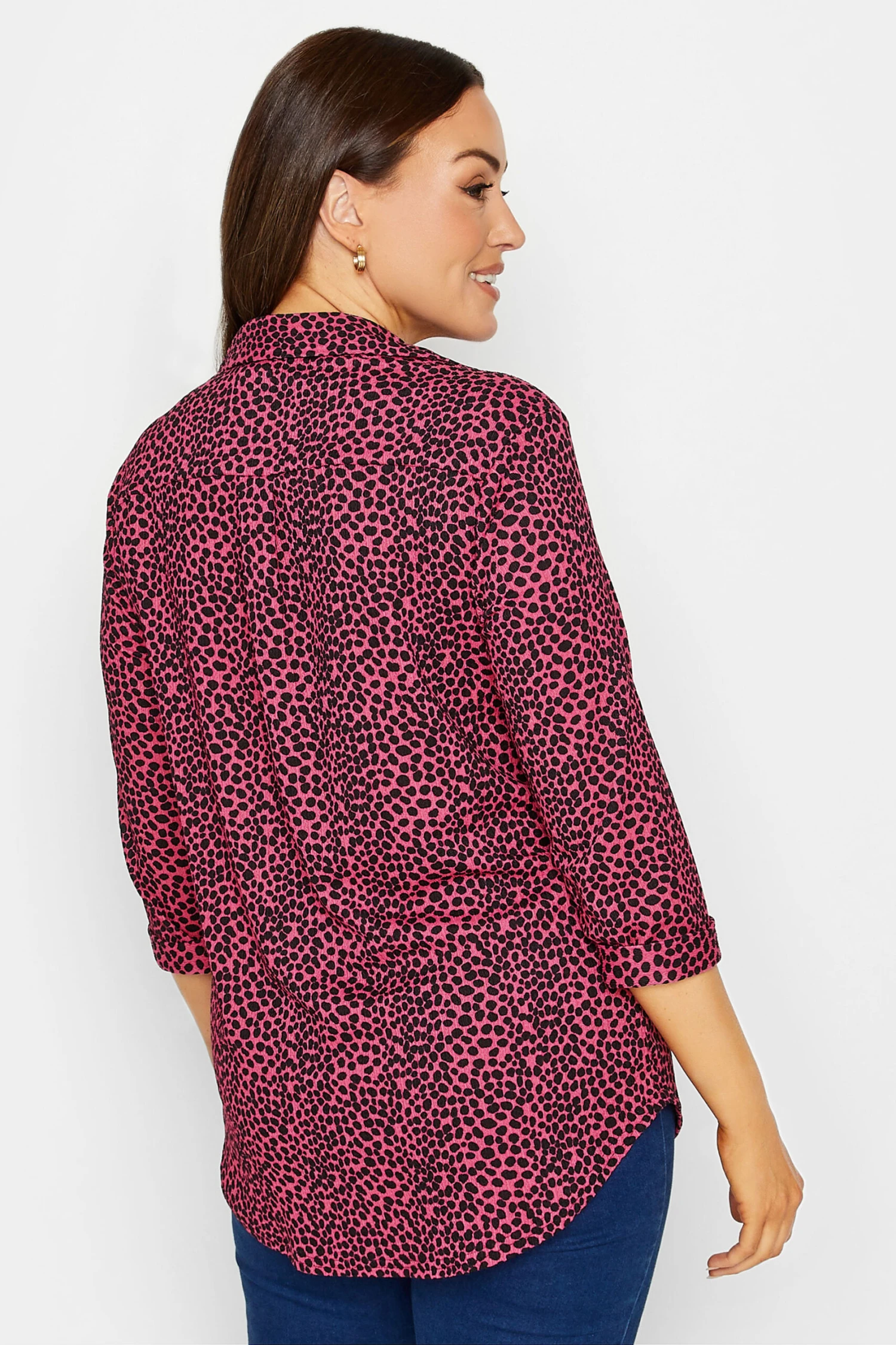 M&Co Pink Spot Print Half Placket Jersey Shirt 3 M&Co Pink Spot Print Half Placket Jersey Shirt - Image 3
