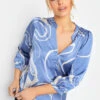 M&Co Blue Abstract Print 3/4 Sleeve Blouse