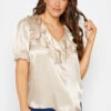 M&Co Rose Gold Frill Front Blouse