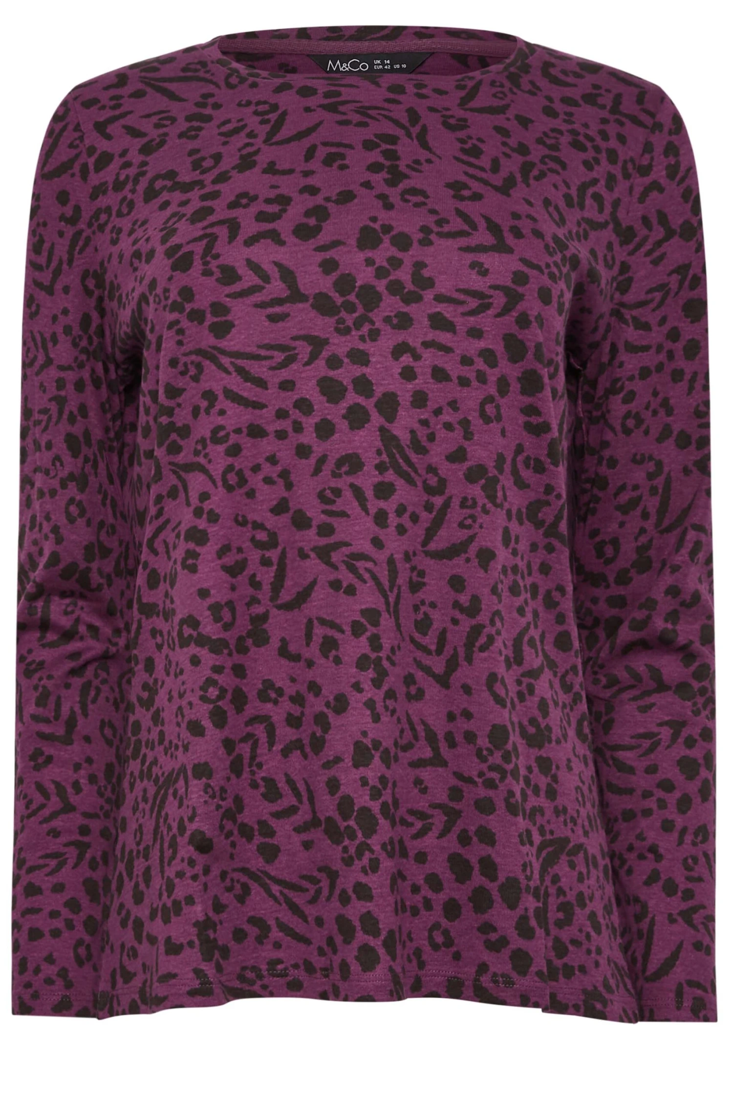 M&Co Purple Animal Print Long Sleeve Cotton Top 5 M&Co Purple Animal Print Long Sleeve Cotton Top - Image 5