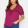 M&Co Purple Frill Front Blouse