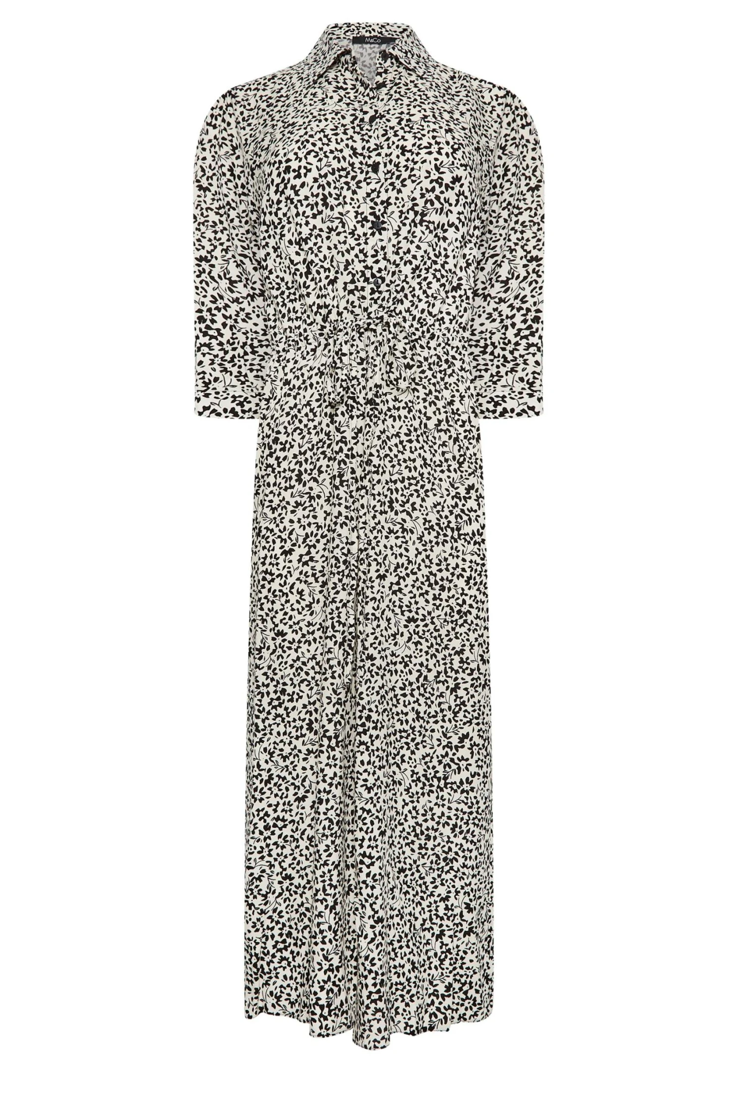 M&Co White Ivory Floral Print Tie Belt Shirt Dress 6 M&Co White Ivory Floral Print Tie Belt Shirt Dress - Image 6