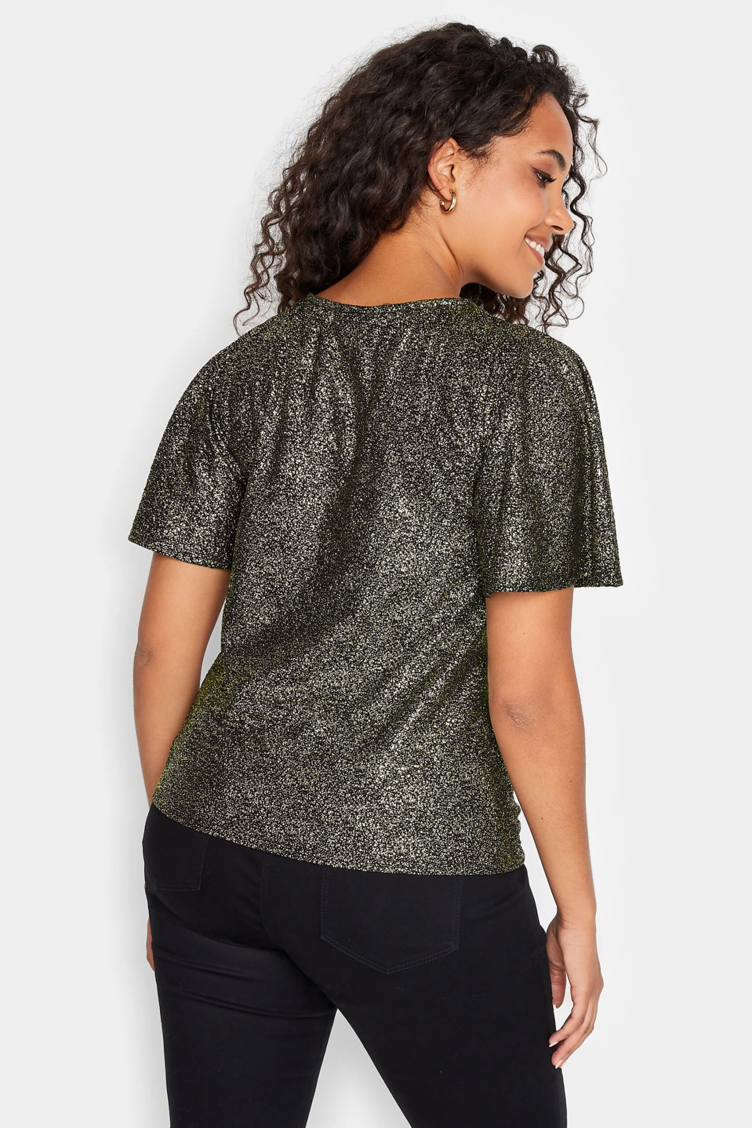 M&Co Black & Gold Glitter Angel Sleeve Top 3 M&Co Black & Gold Glitter Angel Sleeve Top - Image 3