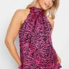 M&Co Pink Animal Print Halterneck Blouse