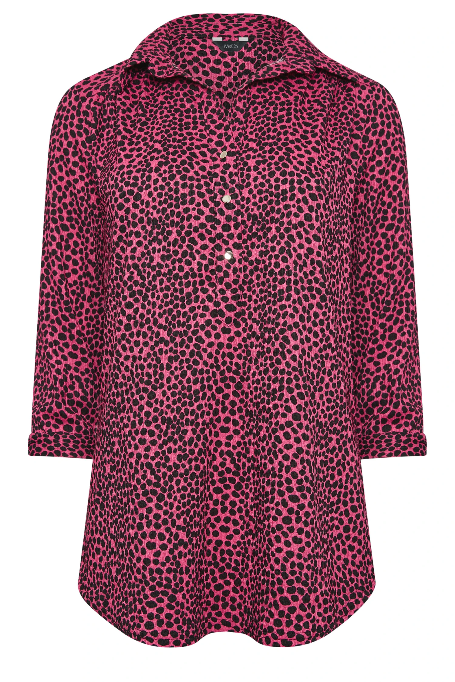 M&Co Pink Spot Print Half Placket Jersey Shirt 6 M&Co Pink Spot Print Half Placket Jersey Shirt - Image 6