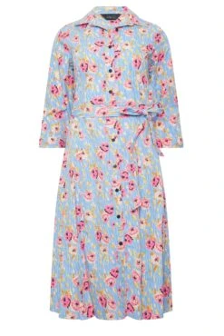M&Co Blue Floral Print Tie Waist Shirt Dress -M&Co Sales Store bae928fb 6a23 47 550415 X scaled