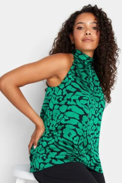 M&Co Black Animal Print Halterneck Blouse