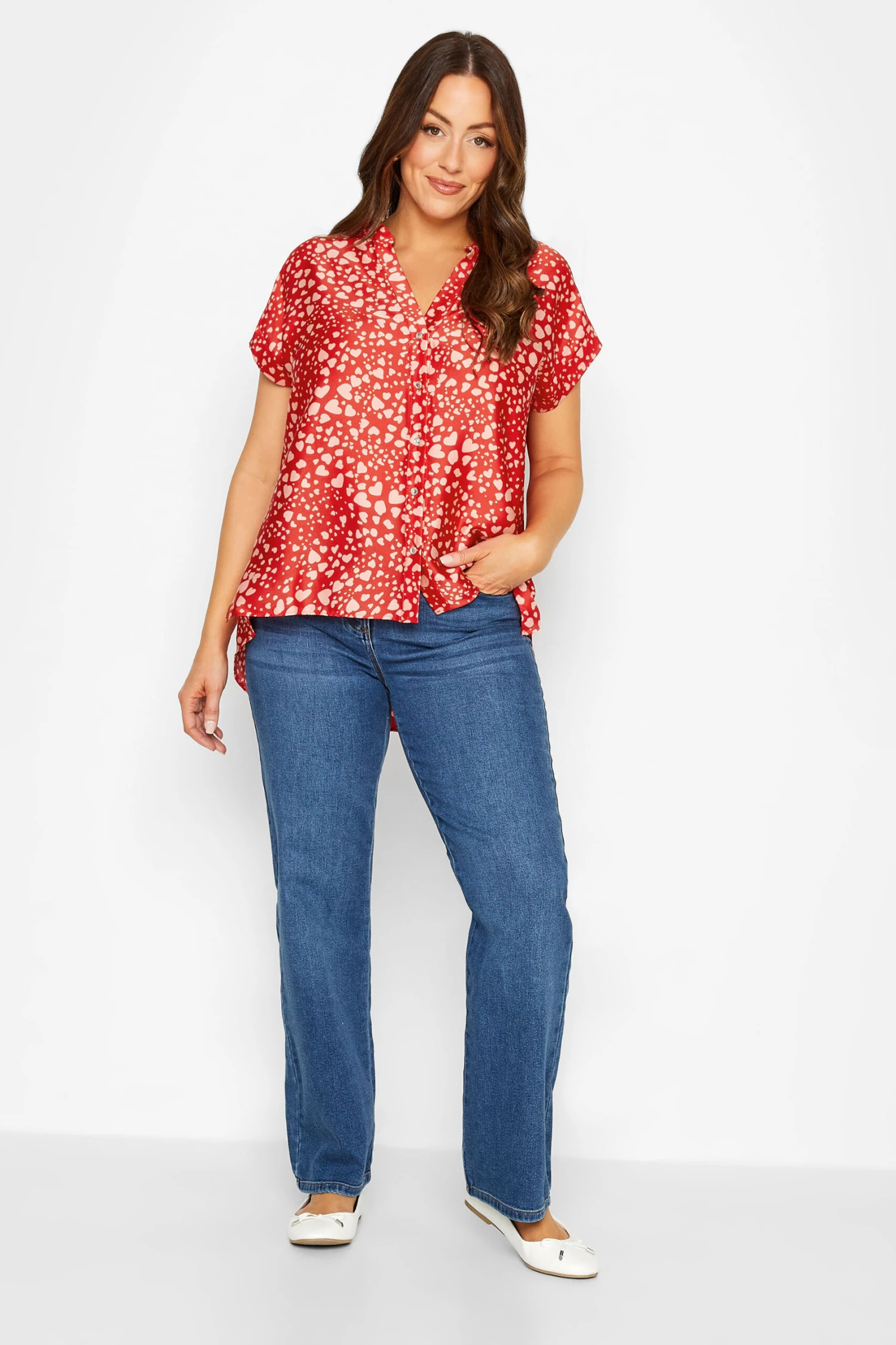 M&Co Red Heart Print Shirt 2 M&Co Red Heart Print Shirt - Image 2