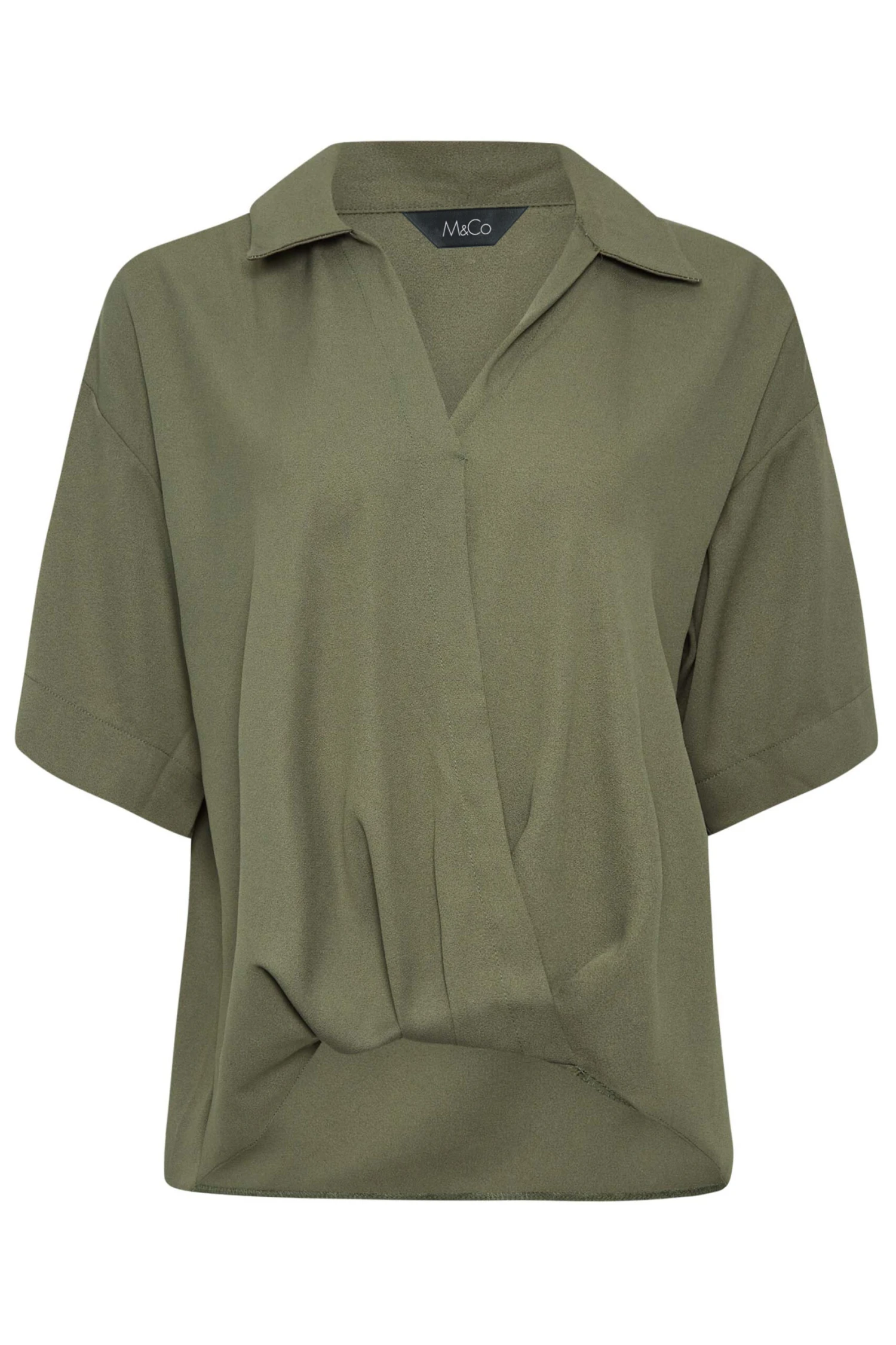 M&Co Khaki Green V-Neck Wrap Blouse 6 M&Co Khaki Green V-Neck Wrap Blouse - Image 6