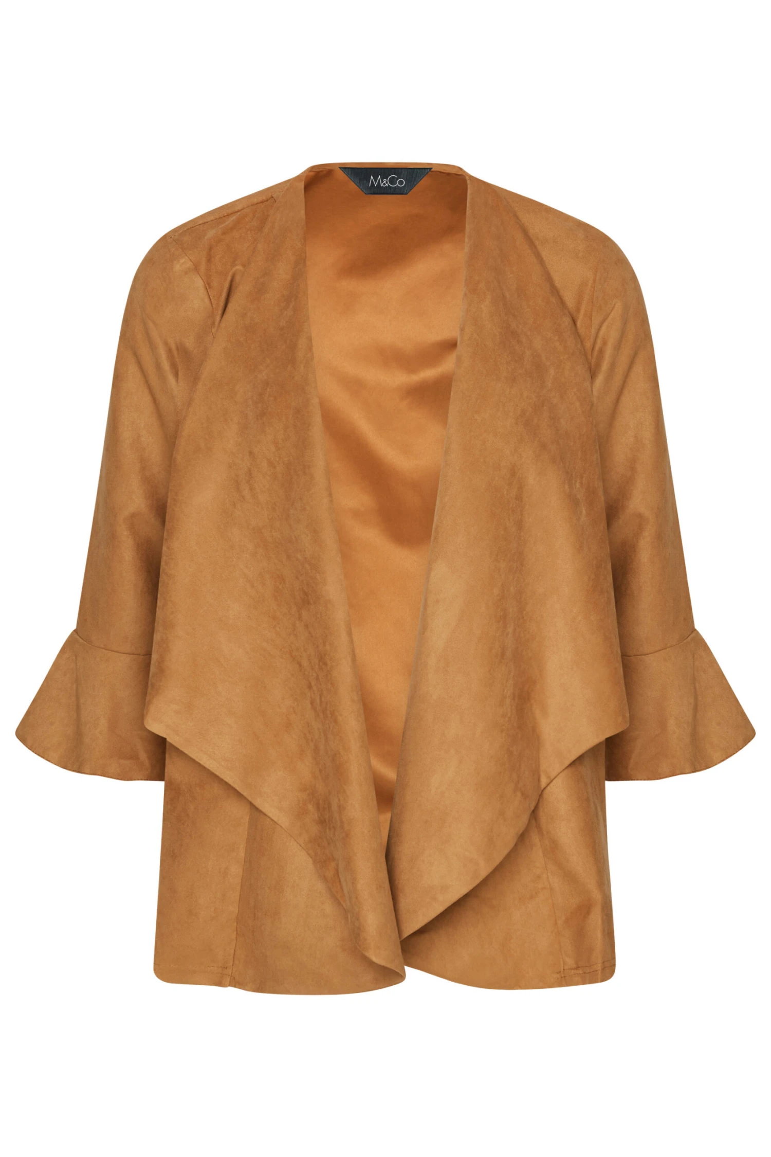 M&Co Tawny Brown Suedette Waterfall Jacket 6 M&Co Tawny Brown Suedette Waterfall Jacket - Image 6