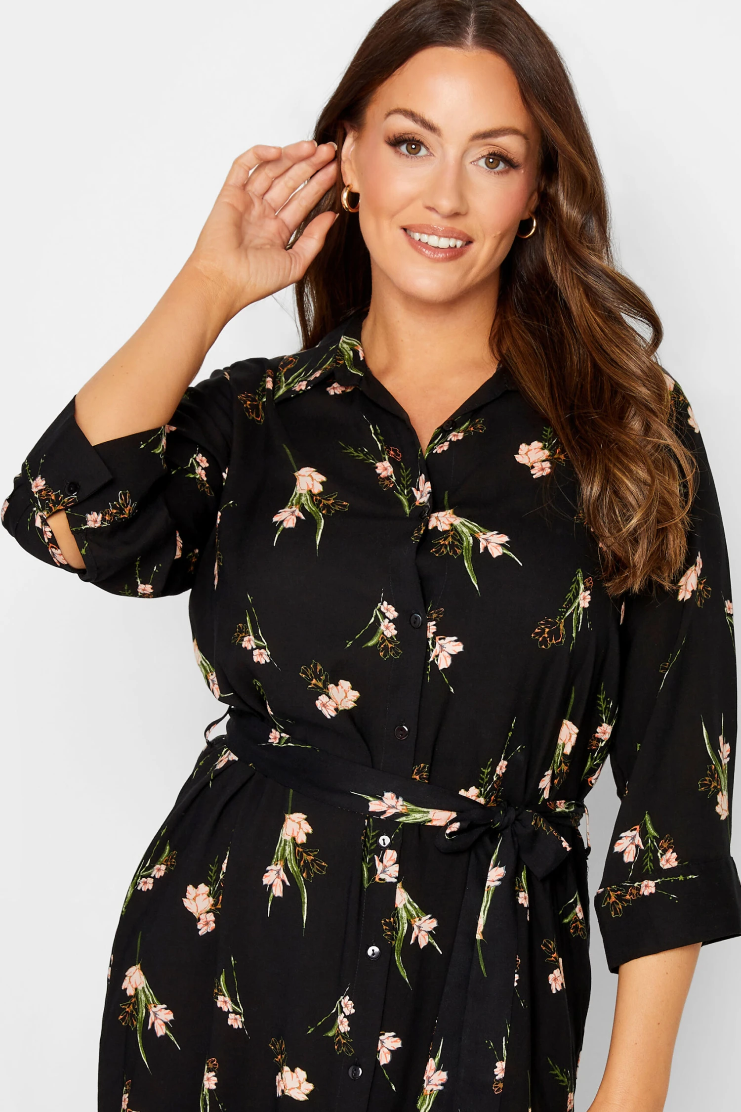 M&Co Black Floral Tie Tunic Shirt 4 M&Co Black Floral Tie Tunic Shirt - Image 4