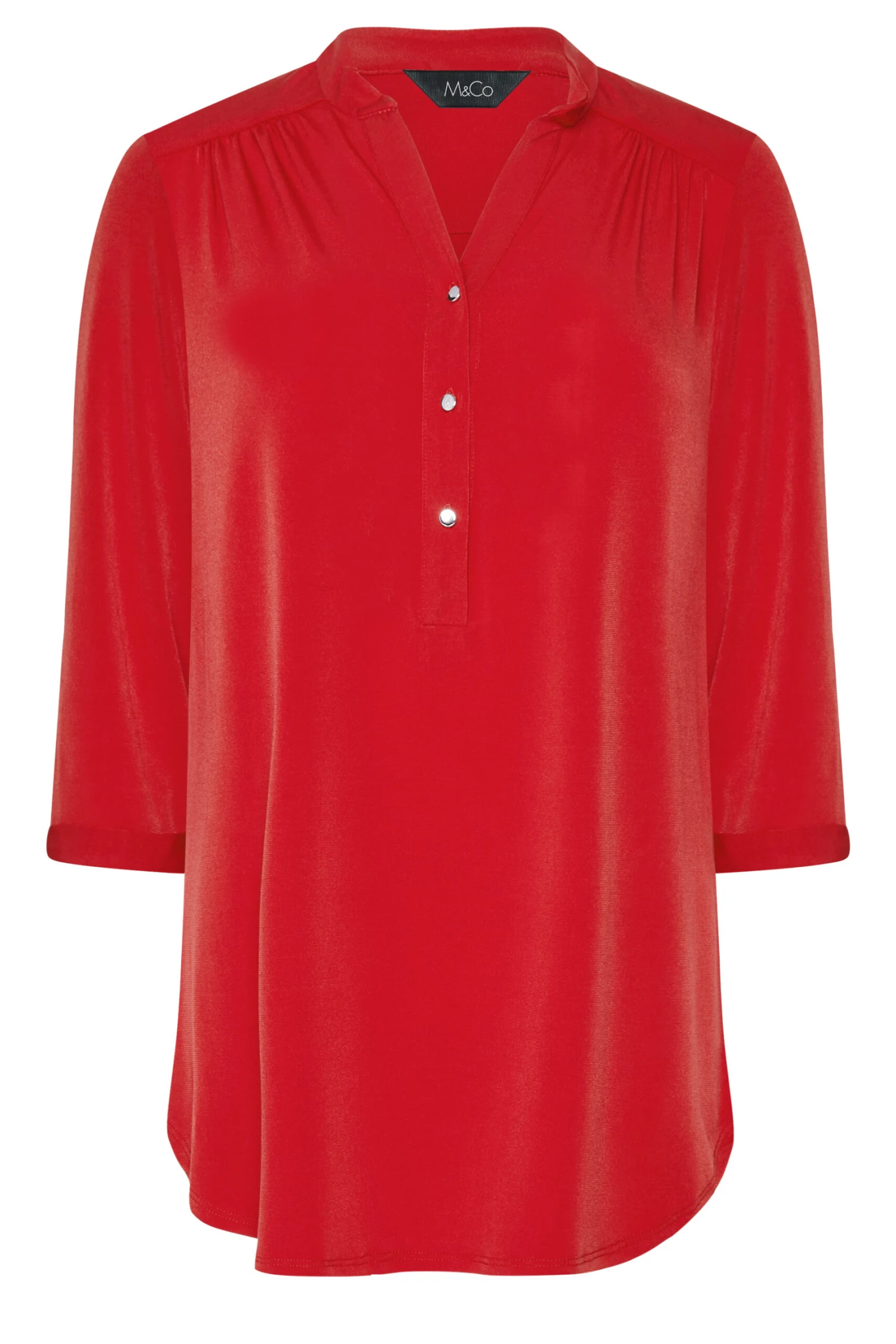 M&Co Red Half Placket Blouse 6 M&Co Red Half Placket Blouse - Image 6