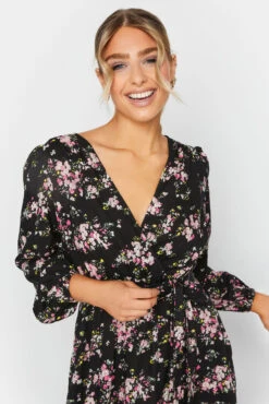 M&Co Black & Pink Floral Print Wrap Front Dress -M&Co Sales Store be2efd5a c425 4c 500520 D scaled
