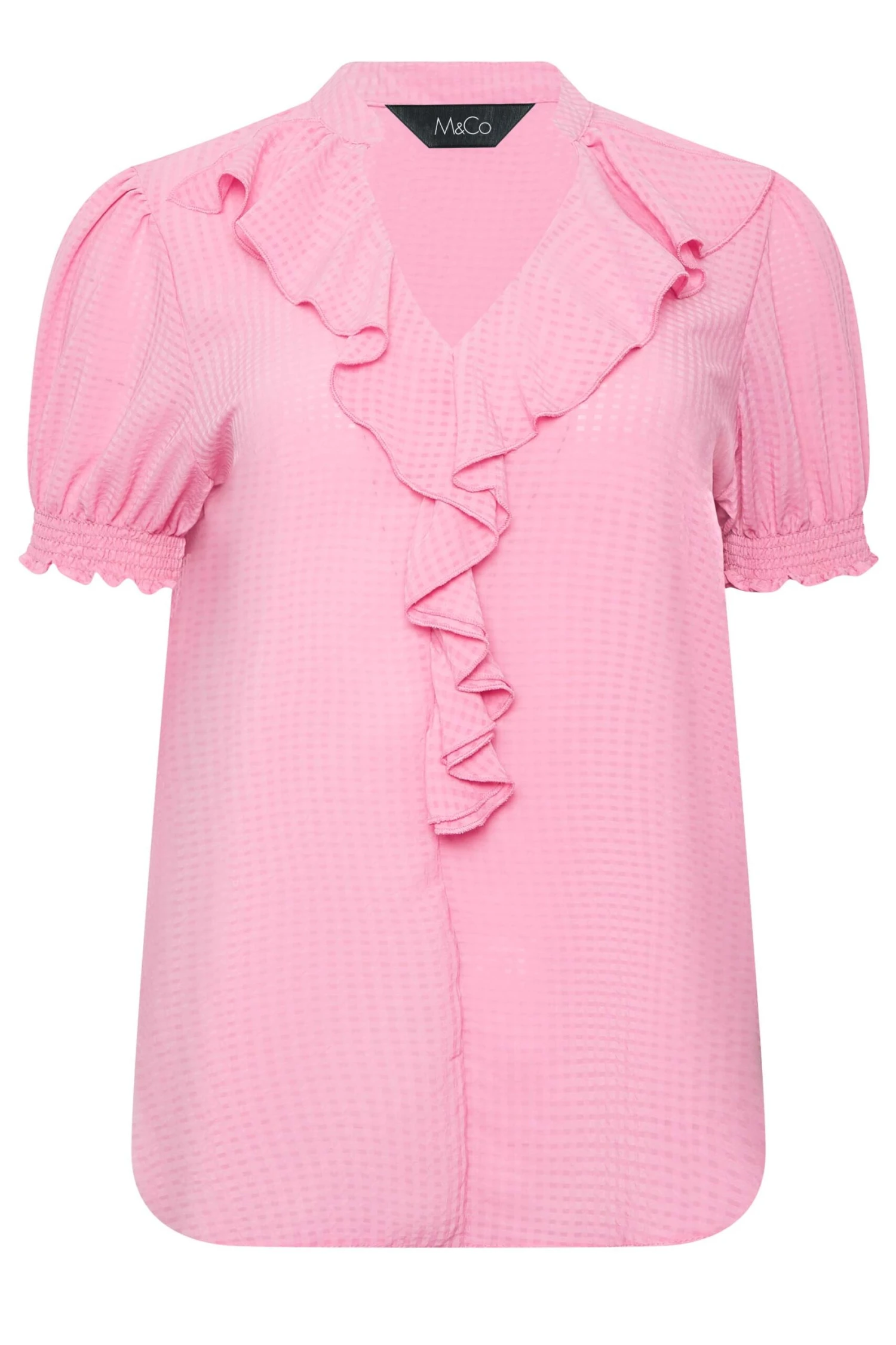 M&Co Pink Check Frill Blouse 6 M&Co Pink Check Frill Blouse - Image 6