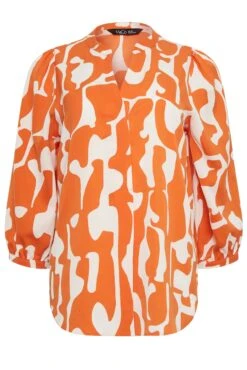 M&Co Orange Abstract Print 3/4 Sleeve Blouse 12 M&Co Orange Abstract Print 3/4 Sleeve Blouse -M&Co Sales Store bf86579b 811e 47 550555 X scaled