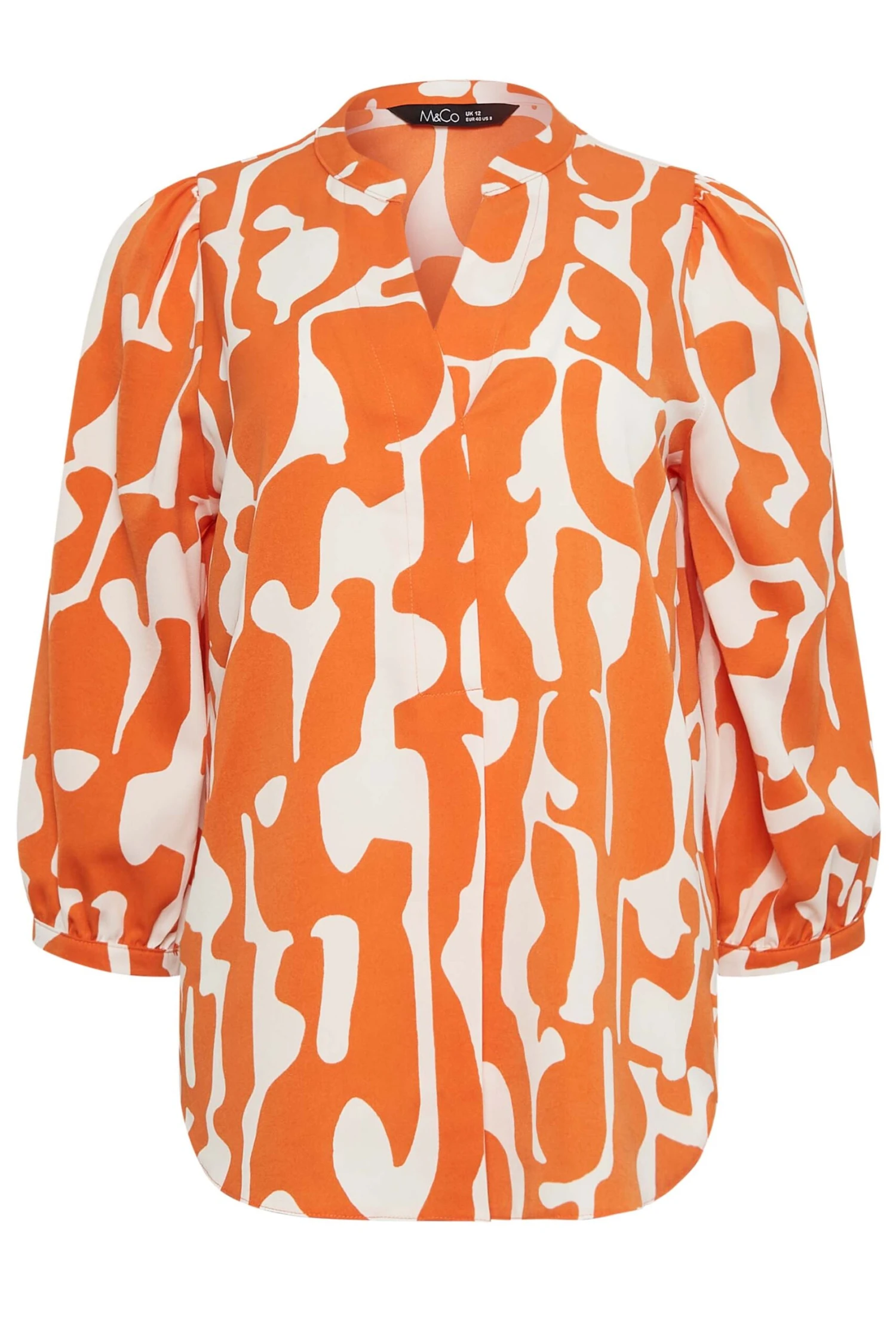 M&Co Orange Abstract Print 3/4 Sleeve Blouse 6 M&Co Orange Abstract Print 3/4 Sleeve Blouse - Image 6