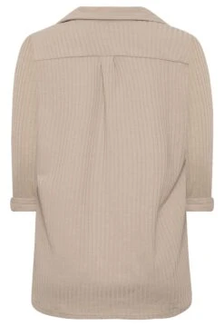 M&Co Beige Brown Ribbed V-Neck Shirt 13 M&Co Beige Brown Ribbed V-Neck Shirt -M&Co Sales Store bf92a72c 73c1 45 550120 Y scaled