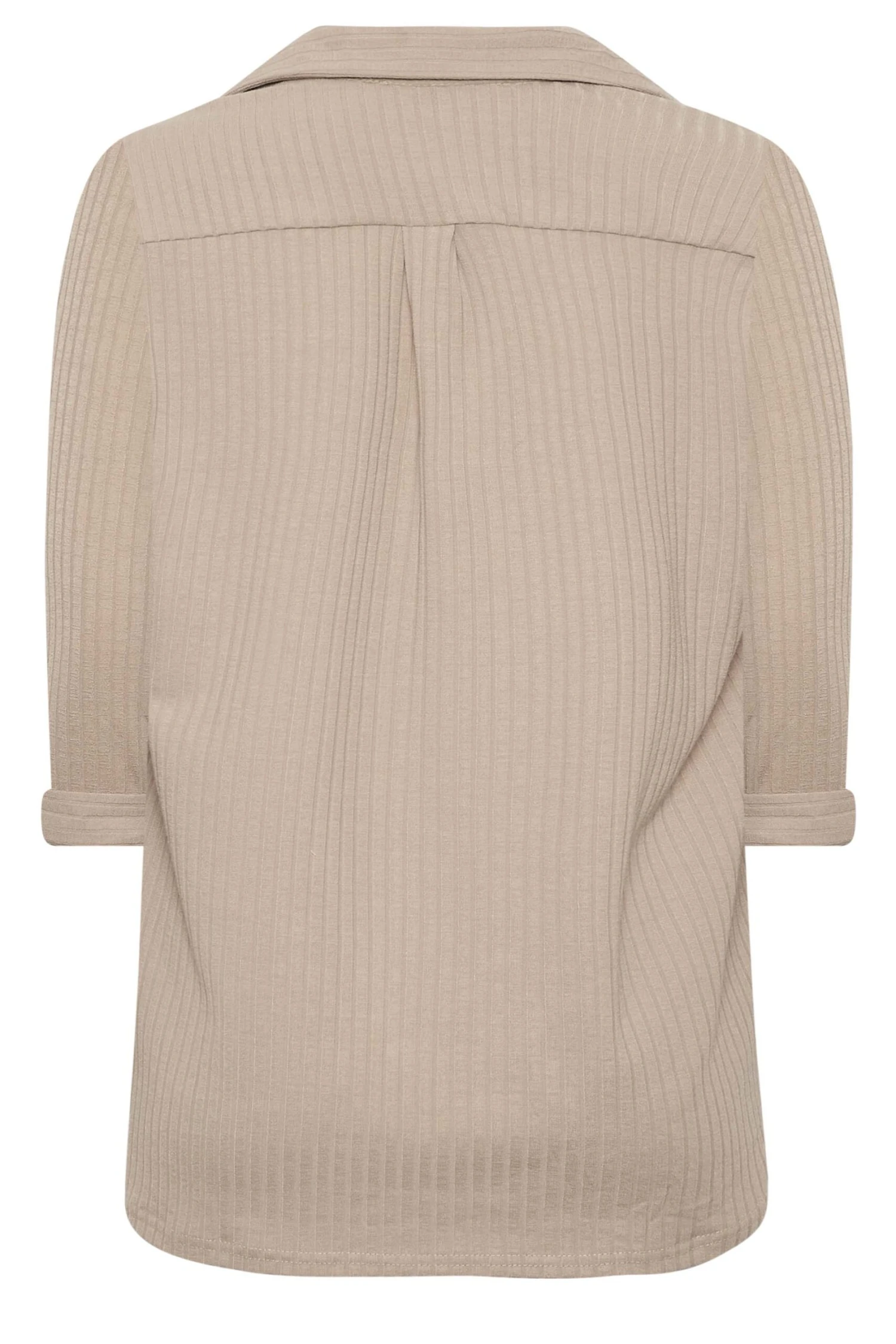 M&Co Beige Brown Ribbed V-Neck Shirt 7 M&Co Beige Brown Ribbed V-Neck Shirt - Image 7