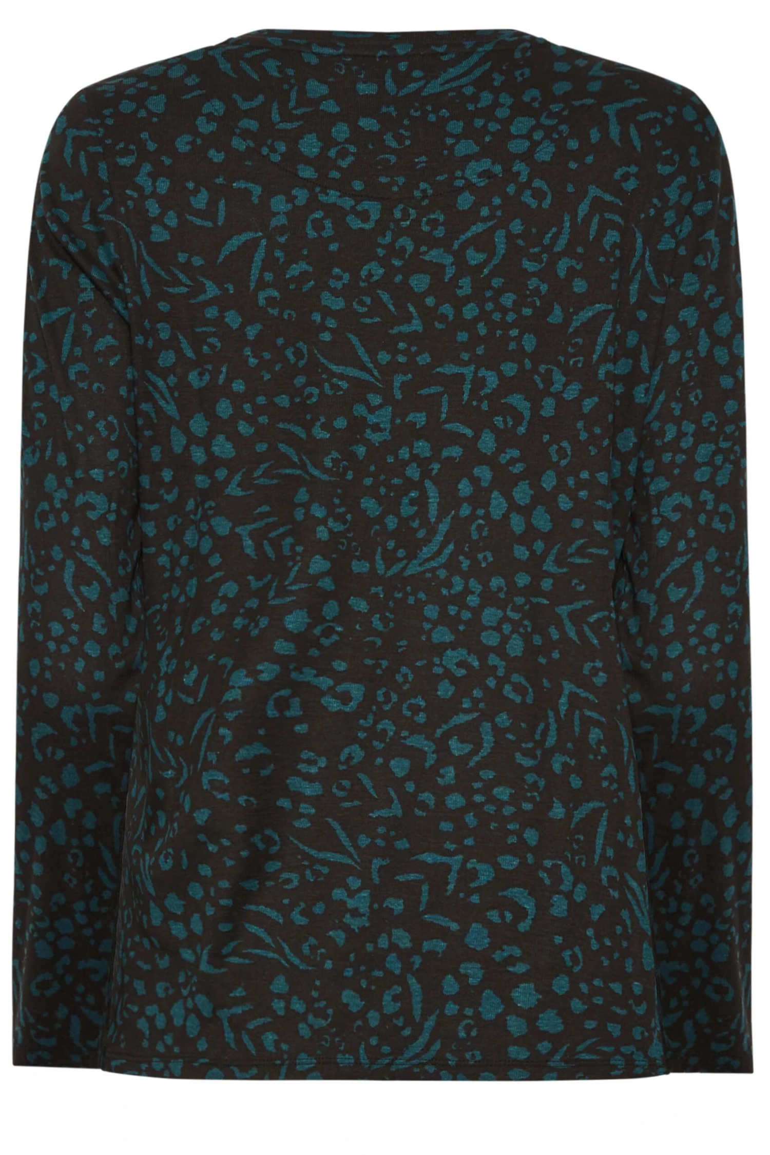 M&Co Green Teal Animal Print Long Sleeve Cotton Top 7 M&Co Green Teal Animal Print Long Sleeve Cotton Top - Image 7