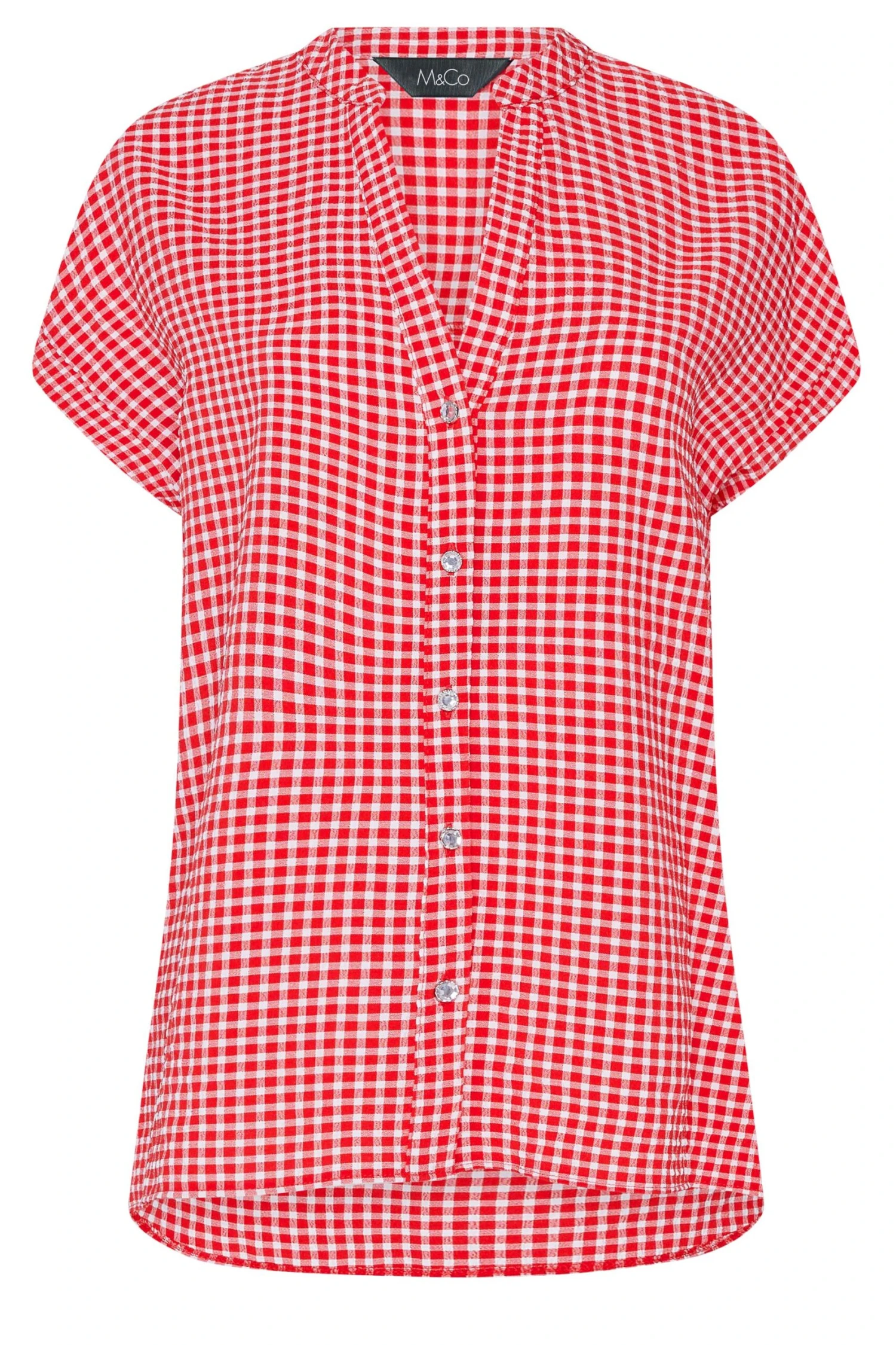 M&Co Red Gingham Short Sleeve Shirt 6 M&Co Red Gingham Short Sleeve Shirt - Image 6