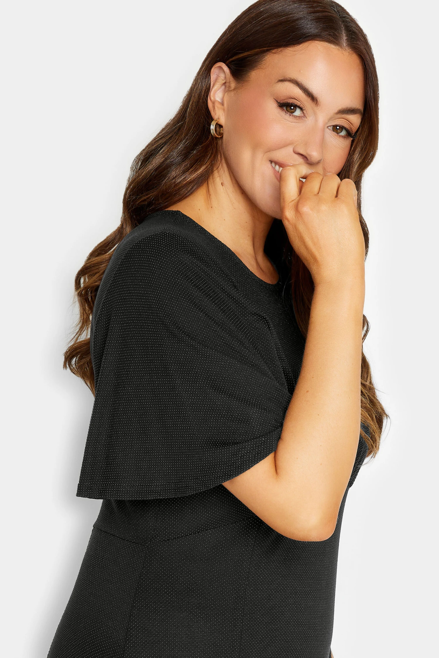 M&Co Black Angel Sleeve Split Hem Midi Dress 4 M&Co Black Angel Sleeve Split Hem Midi Dress - Image 4