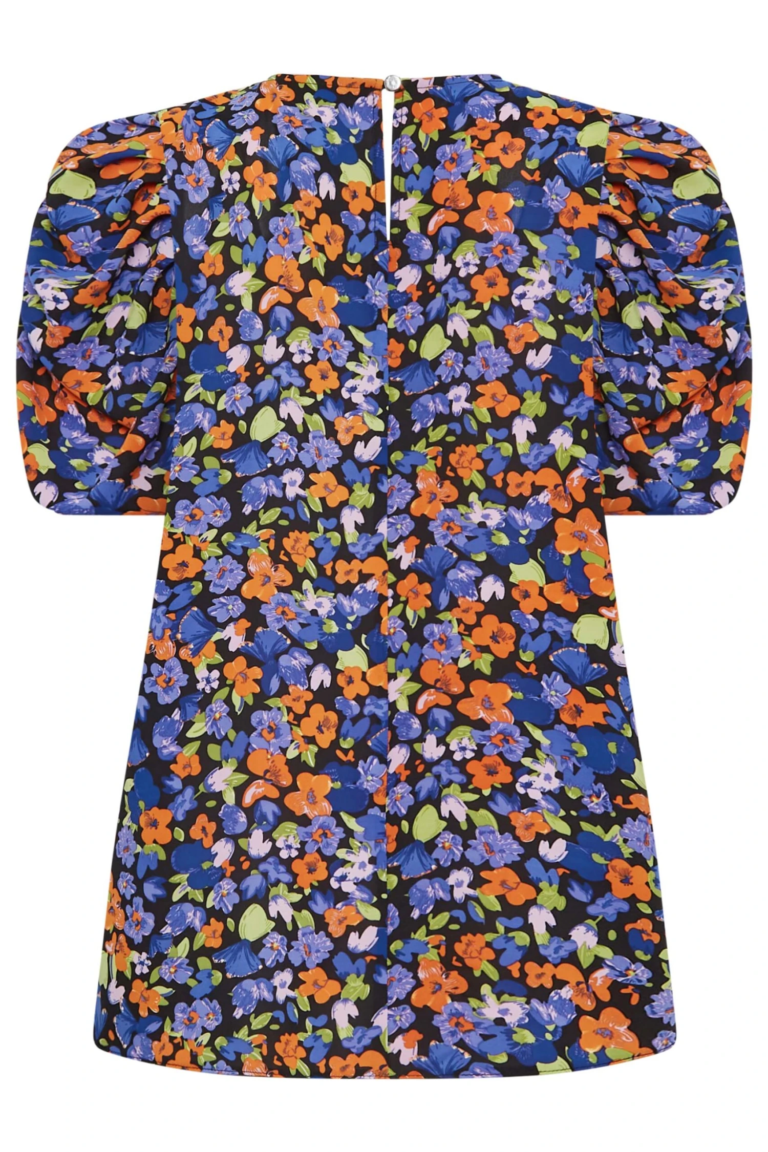 M&Co Black & Orange Floral Print Puff Sleeve Blouse 7 M&Co Black & Orange Floral Print Puff Sleeve Blouse - Image 7