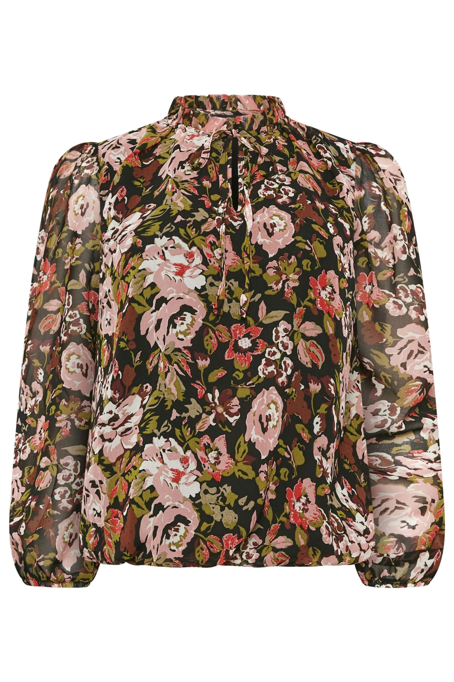 M&Co Black Floral Print High Neck Blouse 6 M&Co Black Floral Print High Neck Blouse - Image 6