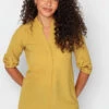 M&Co Mustard Yellow Tab Sleeve Blouse