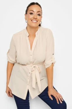 M&Co Pink Tie Waist Blouse