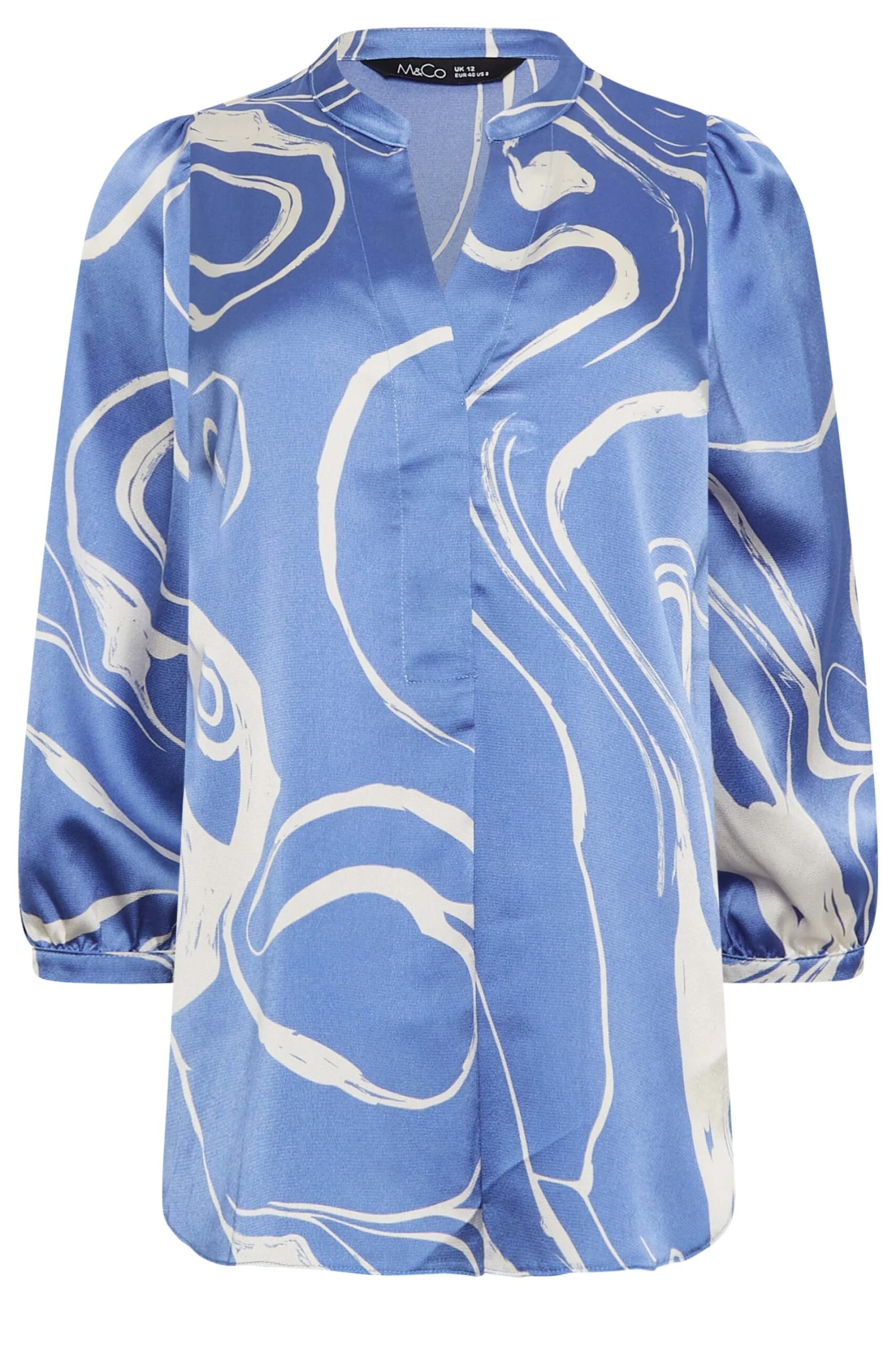M&Co Blue Abstract Print 3/4 Sleeve Blouse 6 M&Co Blue Abstract Print 3/4 Sleeve Blouse - Image 6